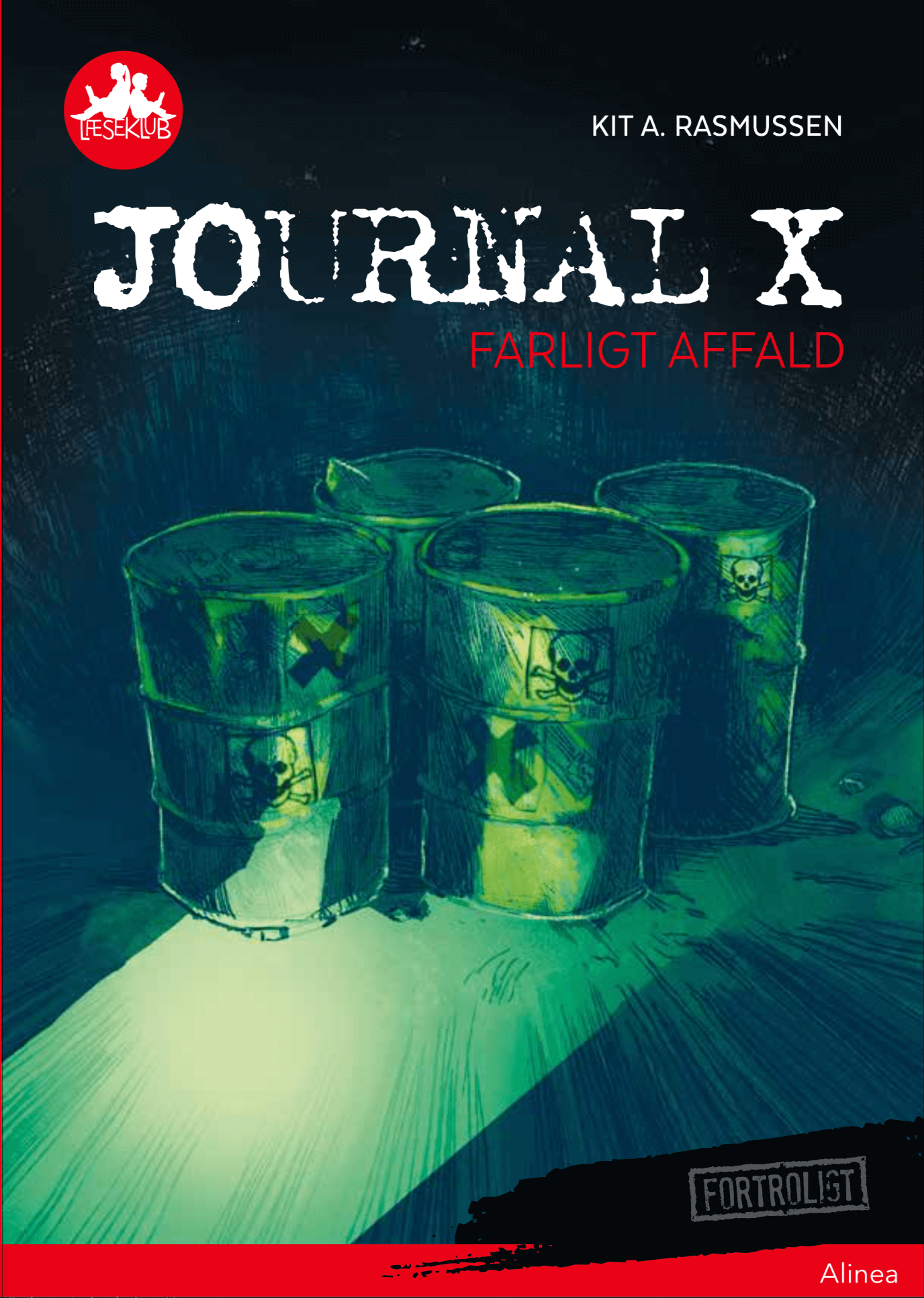 Journal X: Farligt affald

I asken fra kriminalassistent Madsens nedbrændte hus finder Anders en gammel metalkasse. Den
er fyldt med gamle journaler. Det er uopklarede sager, som Madsen har efterforsket. Nu er han død.

I Farligt affald forsøger Anders og Kalle at opklare, hvordan liget af Berit Villum er havnet i en container bag en bar. Berit er blevet slået hårdt i baghovedet. Og hun er død af slaget. Berit arbejdede på den affaldscentral, som Anders og Kalles klasse nu skal besøge. På Affaldscentralen leder de efter spor. Men Anders og Kalle skal finde frem til tønder fyldt med farligt affald, før de finder nye spor i sagen.

Anders træder tættere på. Kalle er lige bag ham.
„Hvad fanden er det?“ hvisker Anders.
Lidt væske er løbet ud af tønden. Det skinner grønligt. Giftigt.

Bog skrevet af Kit A. Rasmussen